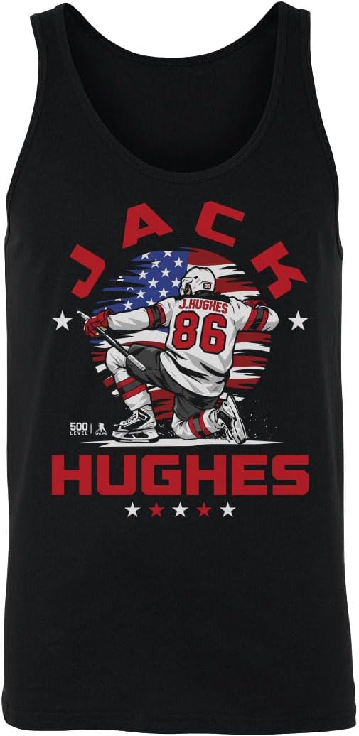 500 LEVEL Jack Hughes New Jersey USA Flag Celebration Men's Tank Top