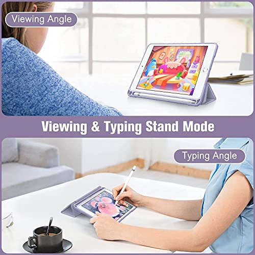 Image of SwooK Hybrid Case for 7.9 inch iPad Mini 5 /4 - Clear Back Shell Flip Cover (Lilac Purple)