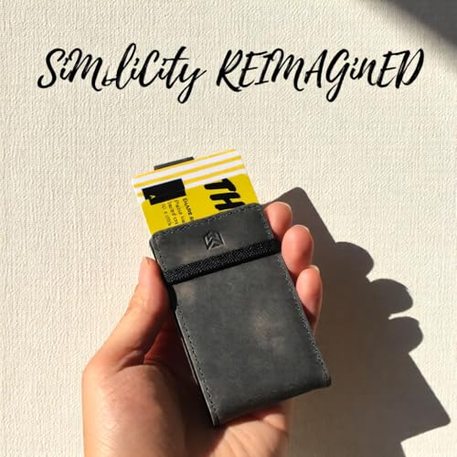 Image of RFID Minimalist Slim Wallet for Men and Women, Holds Up to 12 Cards, Cash, Key Thin and Lightweight Credit Card Holder Grey Eco Leather