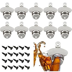 Minghaoyuan Flessenopener, wandmontage, 10 stuks, vintage, met montageschroeven, bieropener, muurflesopener, voor bar, keuken, woning, terras, restaurant (wit)