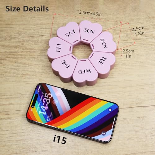 Image of MOLN HYMY Large Weekly Pill Organizer, Girly Pill Box 7 Day, Purple Pink Daily Vitamin Holder for Fish Oil /Medicine /Supplements
