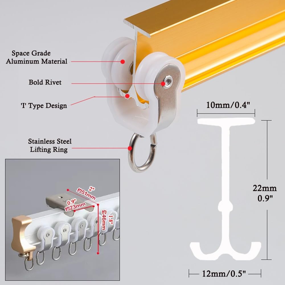 Riel divisor de habitación curvado flexible de 7 pies con rodillos silenciosos, barra flexible gris para una inserción suave y fácil