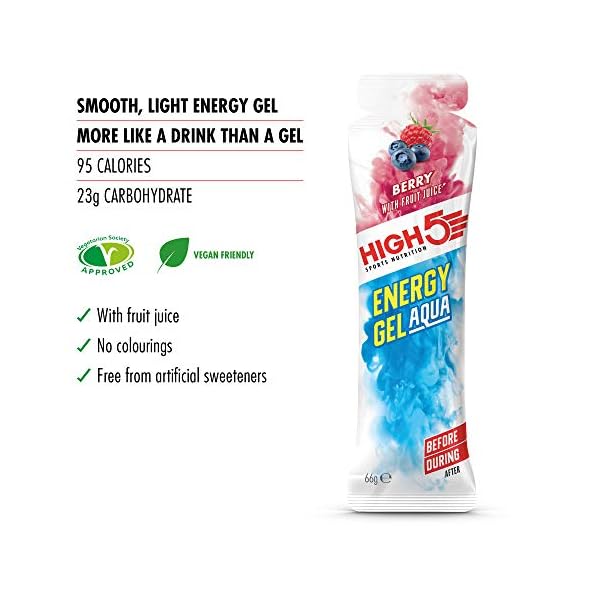 High5 Energy Aqua Liquid Sport Gel aus natürlichem Fruchtsaft - 20 x 66g Beutel, Orange, 1 Stück – Bild 3
