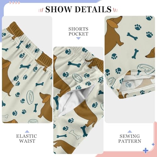 Dachshund Dog Bone Paw Bowl Boys Pants for Kids Jogger Pants with Pockets S-XL4