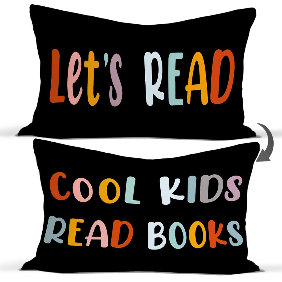 Rusenbao Classroom Reading Black Pillow Covers - Toddler Reading Nook Kids Decor Daycare for Book Corner Playroom Nursery