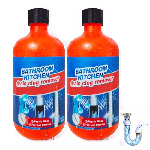Drain Clog Remover, Drain Clog Dissolver, Opener-Cleaner, Toilet Clog Remover-Professional Strength Liquid Pipe Build Up Remover (2 pcs)
