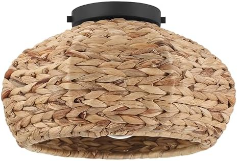 Hunter - Cambria 1-Light Matte Black, Large Flush Mount Light, Dimmable, Casual Style, Mushroom Shaped, for Bedrooms, Kitchens, Dining, Living Rooms - 48073