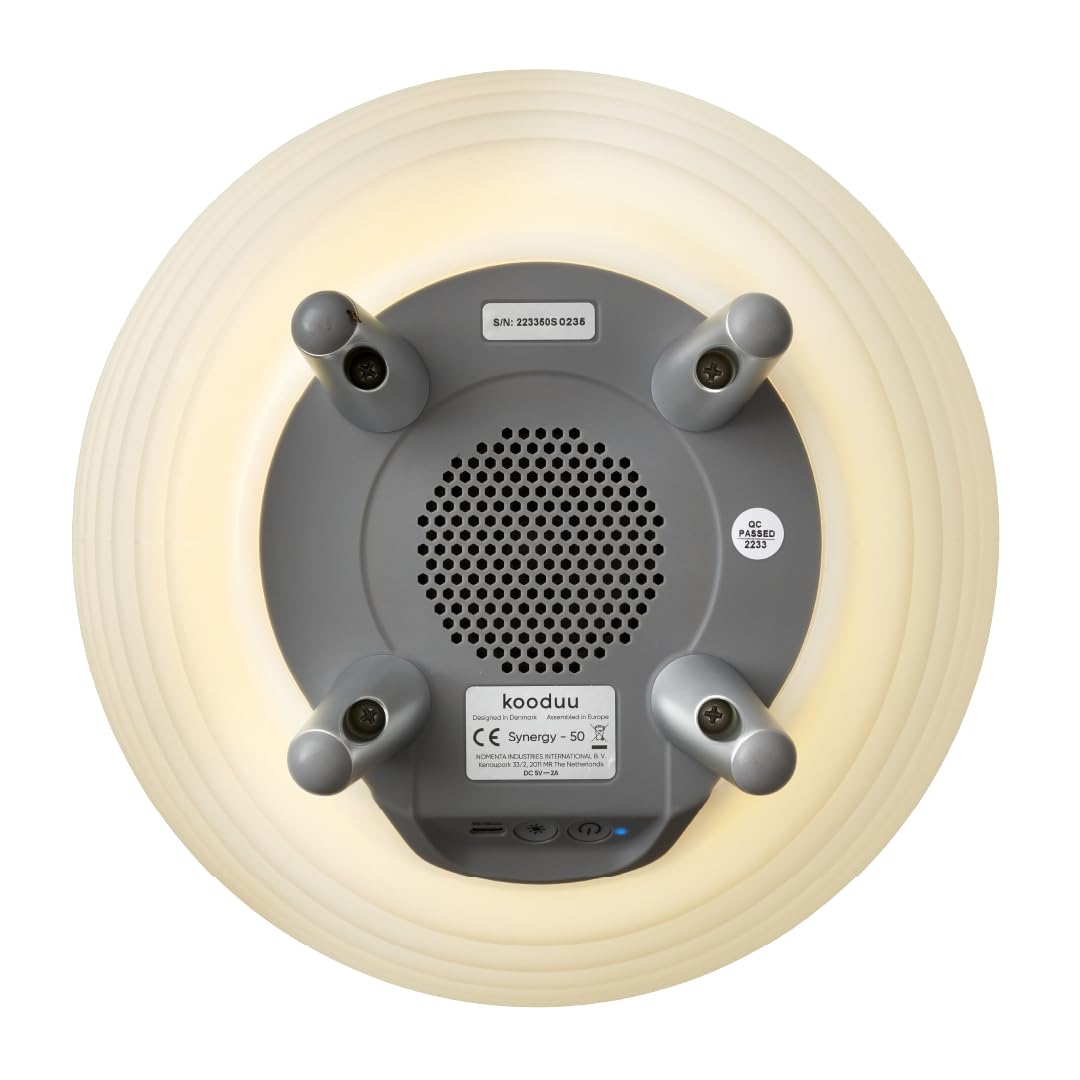 Kooduu Synergy 50 - Bluetooth Lautsprecher mit Lampe - Weinkühler-Funktion | 2L Kühlfach - Dimmer mit 4 Stufen - Bis zu 10 Stunden Akkubetrieb - 10W Vollbereich-Sound - TWS-Kopplung - USB-C - 2700K