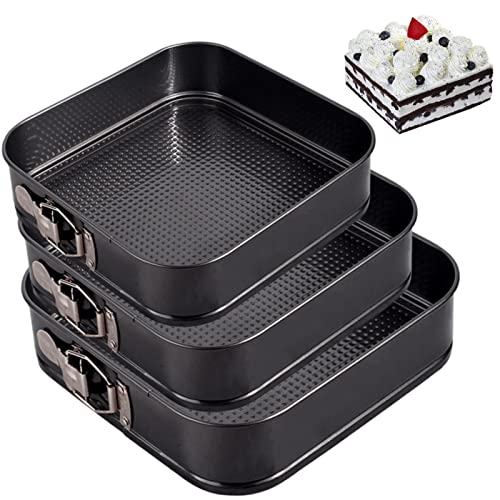 FUFRE Moldes para tartas de 3 unidades, base plana con cierres, antiadherentes, redondos, para ocasiones como cumpleaños, fiestas, bodas, etc.