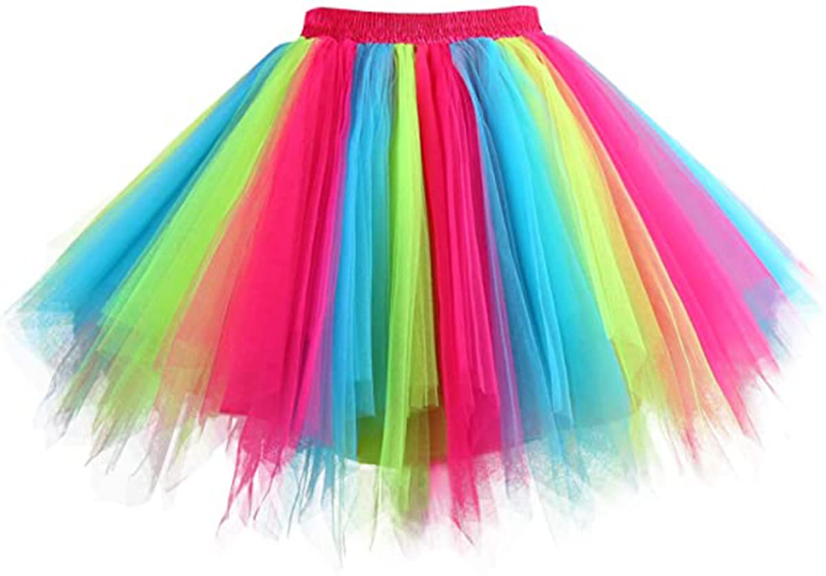 Smile FishWomen's 80s Tutu Skirts Tulle Costume Halloween Plus Size Skirt