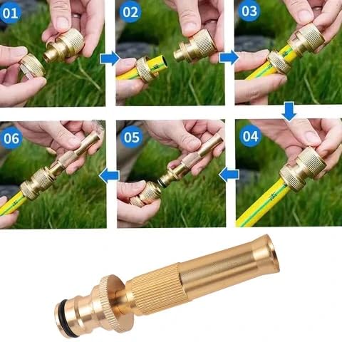 Image of Brass Nozzle Connector,Garden Hose Adapter, Pressure Spray Gun, Adjustable Jet Sprayer For Car Wash,Cleaning,Gardening|Leakproof||Pipe Connector (Spray Gun)