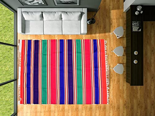 Image of TUNI MANI Original Handloom Bhavani Jamakkalam /Carpet /Rug /Yoga mat /Galicha /Multicolour (Pack of 1) (40 inch x 78 inch inches / 3.3' x 6.5' Feet)