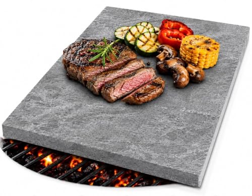 SLATEEX® Plancha de esteatita 40 x 20 x 2 cm, piedra natural de Italia, resistente al calor hasta 900 °C, para parrilla de gas, carbón vegetal y horno