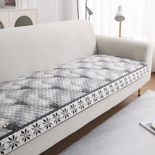 Image of HOKIPO 'LiefNest' Holland Velvet Sofa Cover Mat with Foam Filling for 1 /2 /3 Seater & L-Shape Sofa. Make Your Own Sofa Cover Set, Mat Size: 180(L) cm, Snowflakes Gradient Grey (NEW-IN-825-D9)