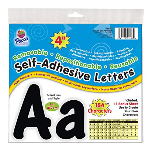 Pacon Reusable Self-Adhesive Vinyl Letters & Numbers Cheery Font 4