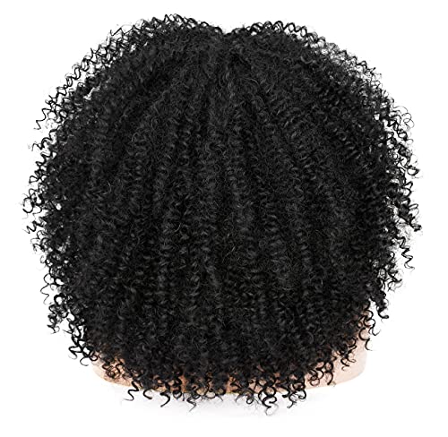 Annisoul 16Inch Curly Wigs For Black Women Black Afro Bomb Curly Wig With Bangs Synthetic Fiber Glueless Long Kinky Curly Hair #TOP3
