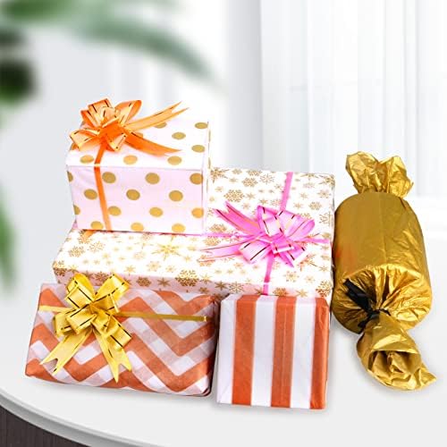 doesnotapply 200 Pcs Tissue Paper Gold and Rose Gold Gift Wrap Paper Bulk with 30 Pcs Pull Bows Metallic Tissue Paper Sheets for Christmas Wedding Birthday Valentine 50 x 35 cm (Tissue Paper-200)