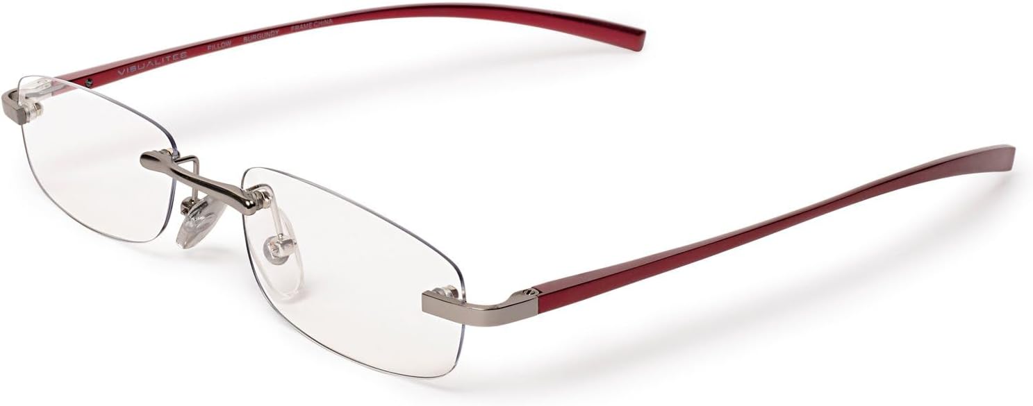 Visualites Pillow Lens Lightweight Aluminum Rimless Reading Glasses for Men & Women Model X