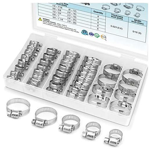 TICONN 40PCS Hose Clamp Set - 1/4''–1-1/8'' 304 Stainless Steel Worm Gear Hose Clamps for Pipe, Intercooler, Plumbing, Tube and Fuel Line
