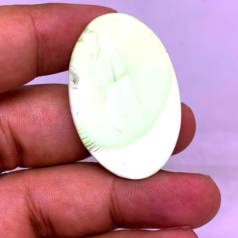 Chrysoprase citron de qualité cabochon d'exception pour pendentif de prestige - 5