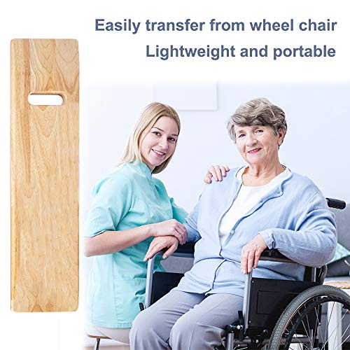 Transfer Board Made Of Heavy-Duty Wood For Patient, Senior And Handicap Move Assist, Holds Up To 550 Pounds, One Cut Out Handles, 30 X 8 X 0.75 #TOP6