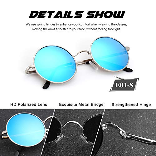 Image of CGID Retro Round Polarized Sunglasses Mens Womens Circle Metal Hippie Shades UV400 Protection E01