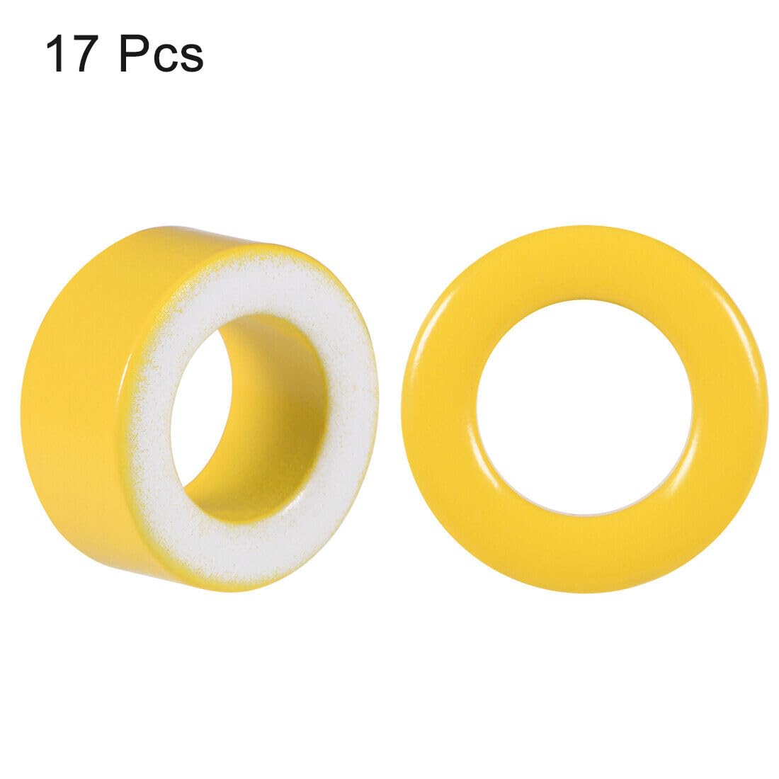 17pcs 12 x 20.5 x 9.8mm Ferrite Ring Iron Powder Toroid Cores Yellow White HOAICH346