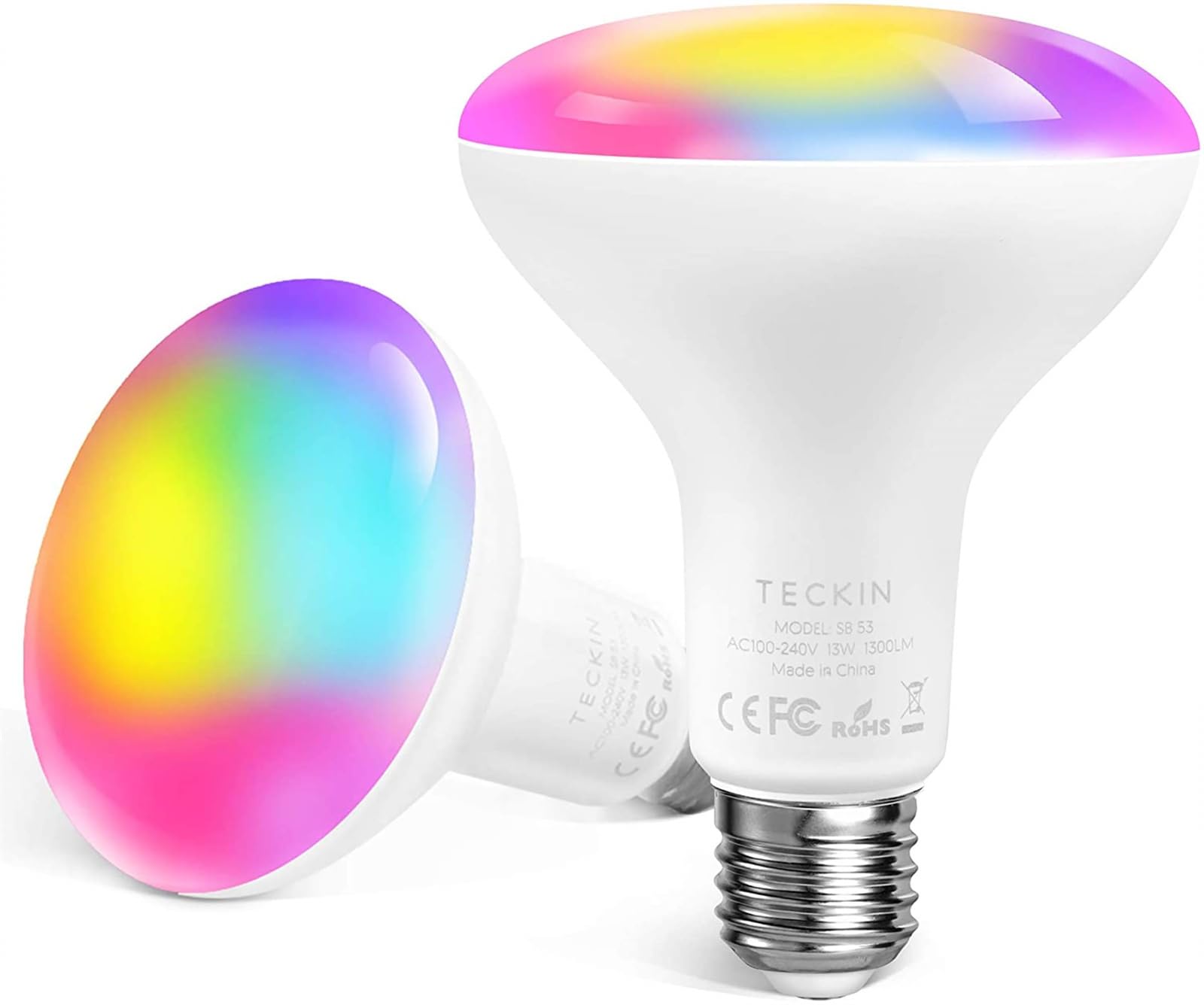 Bombillas LED Wifi Inteligentes TUYA RGB Multicolor Para Alexa Google Home Temporización Regulable 12W, 1300L 6500K E26 Bombilla De Luz LED Inteligente,2pcs