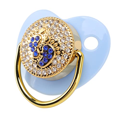 Image of Baby Pacifier, Personalized Pacifier for Newborn, Pacifier with Foot Pattern, Newborn Dummy Soother Silicone Infant Nipple 6 to 18 Months Baby (Blue)