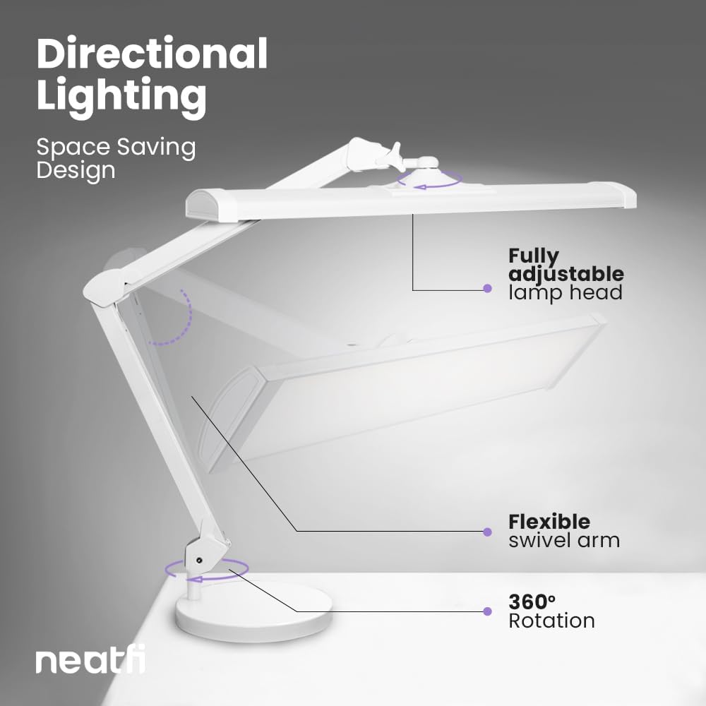 White Adjustable Metal LED Desk Lamp with Touch Control