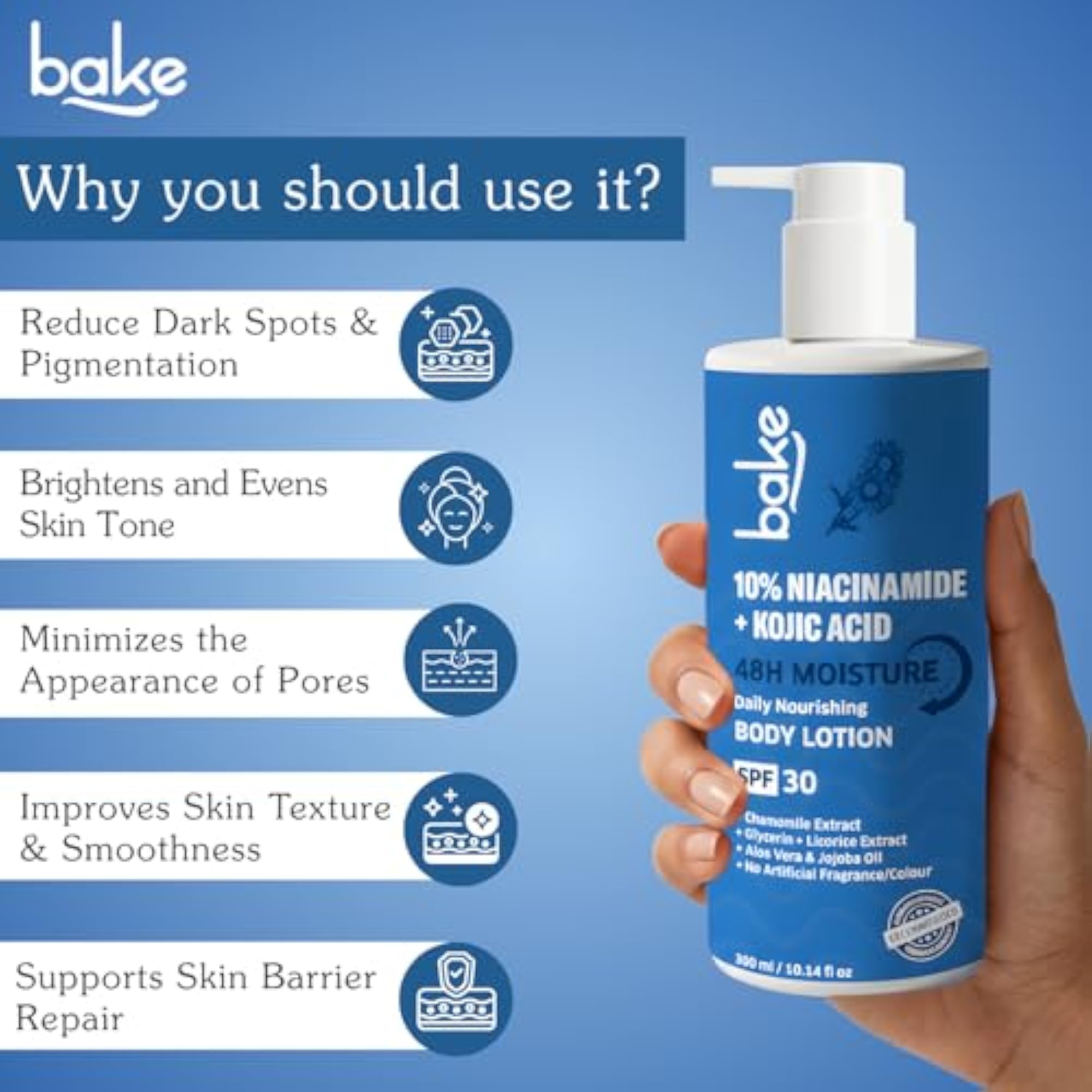 10% Niacinamide Body Lotion SPF 30, 48H Moisturizing