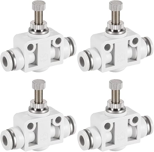 uxcell Válvula de control de flujo de aire, regulador de velocidad en línea Unión recta, válvula de conector neumático, diámetro exterior del tubo