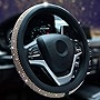 Bling Bling Rhinestones Steering Wheel Cover for Women Diamand Crystal Steering Wheel Cover Universal 15 Inch Gold