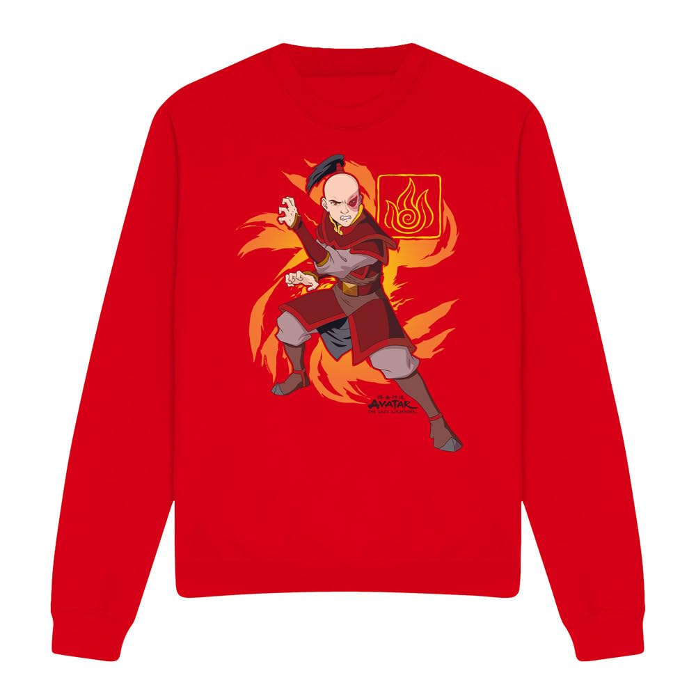 NICKELODEON AVATAR THE LAST AIRBENDER Bluza sportowa Uniseks Avatar The Last Airbender Zuko Flame Burst Crew Sweatshirt
