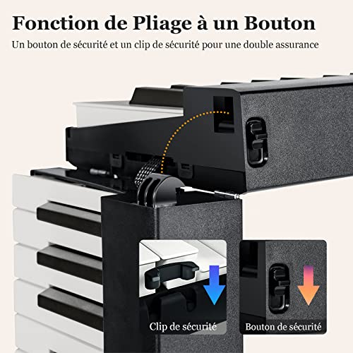 COSTWAY Piano Numérique Pliable à 88 Touches avec Pupitre,Clavier Electrique Portable avec Touche Lumineuse,2 Modes d… - Les Beatles, Paul McCartney, John Lennon, RIngo Starr, George Harrison COSTWAY Piano Numérique Pliable à 88 Touches avec Pupitre,Clavier Electrique Portable avec Touche Lumineuse,2 Modes d… – Image 4