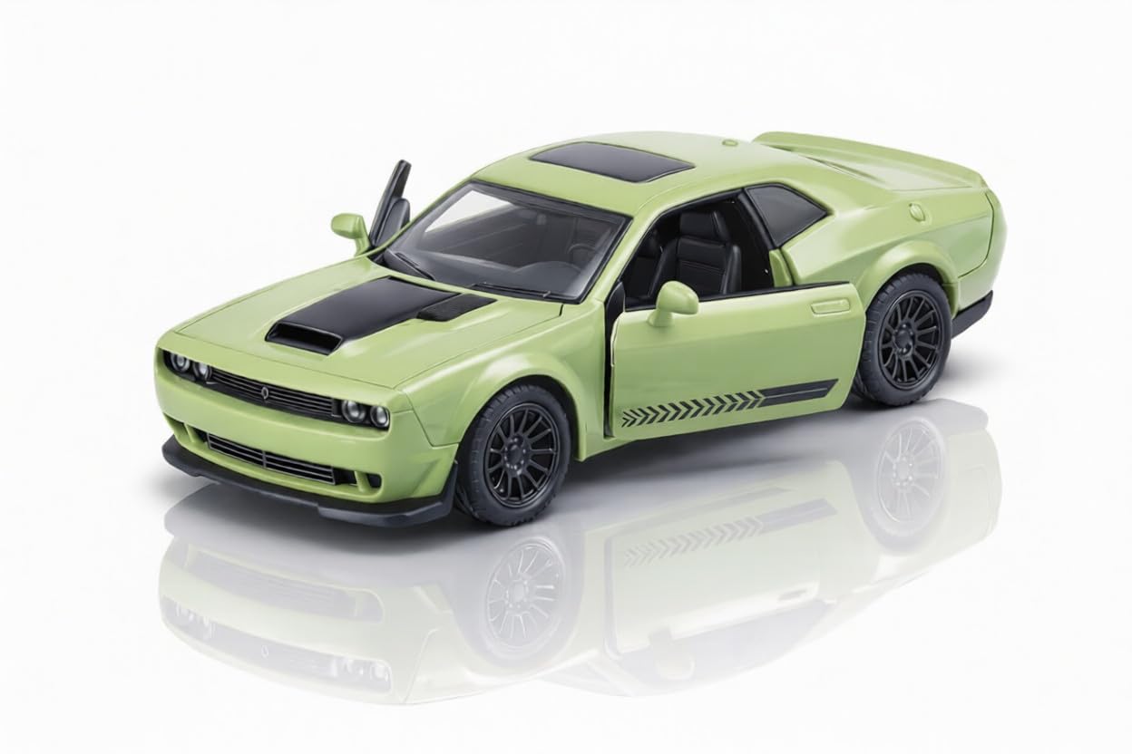 1:64 Diecast Model Car Racing Toy with Opening Doors | Metal Body & Detailed Interior | Mini Collectible Car for Kids (Green Colour)-image-47