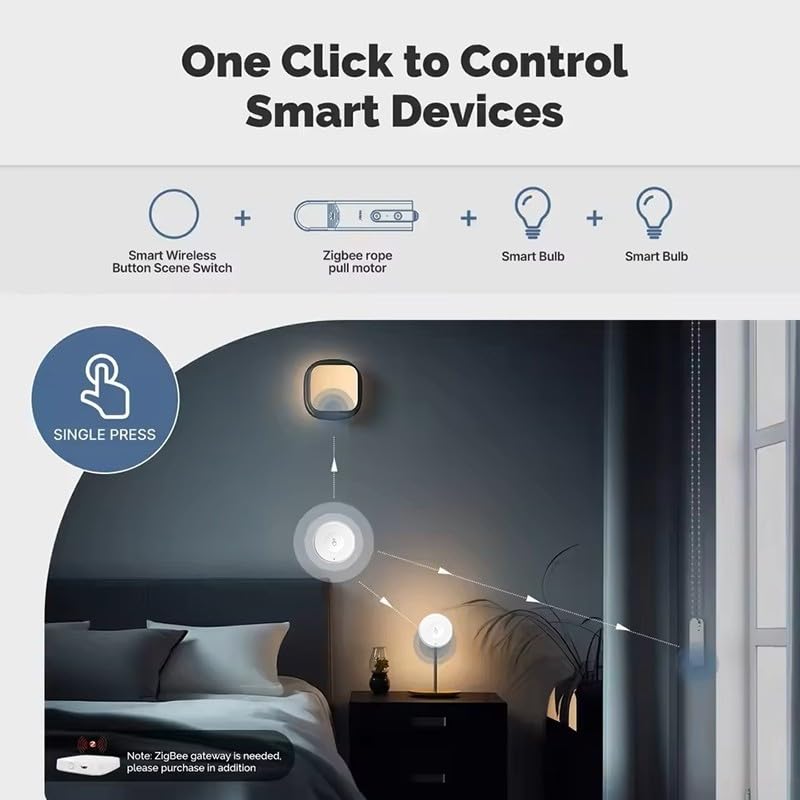 Whychstore Für ZigBee Smart Scene Switch, Automatisierung mit wiederaufladbarem Akku für TUYA Szenenschalter, Smart Home Automation Szenario Controller (weiß)