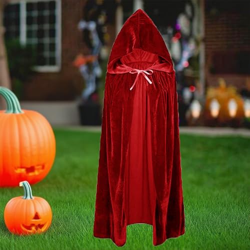 Roter Umhang Mit Kapuze, 150cm Länge, Für Halloween Kostüm, Rollenspiel Und Thematische Partys, Bequemes Design Für Erwachsene