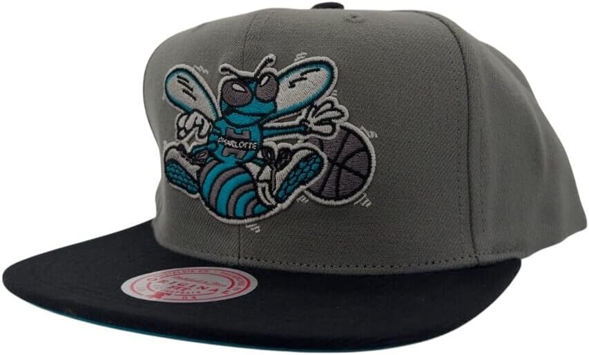 Mitchell & Ness Charlotte Hornets NBA Storm Front HWC Snapback Hat Cap Gray/Black - Image 3