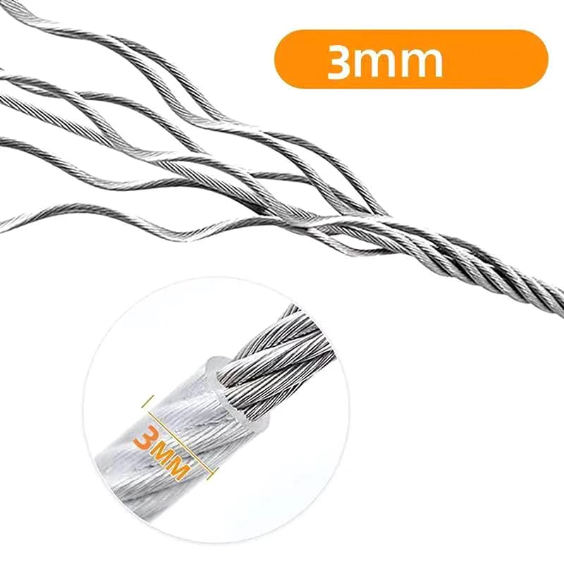 Image of VIVITO Heavy-Duty Stainless Steel Clothesline with Carabiner Hooks | Rust-Proof Thick Laundry Drying Rope | Extra-Strong Clothes Line for Balcony, Camping, Dorm & Home Use (5 Meter- Pack of 1)