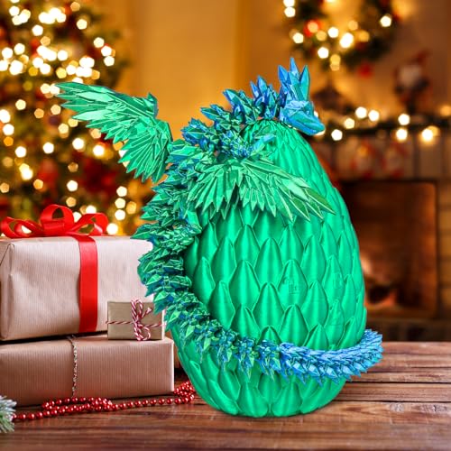 Winged Dragon Inside Surprise Egg Fun Collectible Toy Gift for Kids and Adults 3D Printed Fantasy Dragon Ideal for Christmas Easter Birthdays and Holiday Decorations (Christmas Green - Image 4