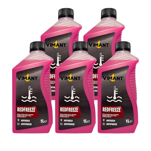 VIMANT Antigelo Puro Concentrato Rosso G12+, 5 Litri, 5x1L, Liquido Refrigerante Radiatore, Made in Italy