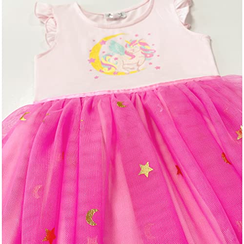 Pink Tutu Unicorn Dress for Girls Short Sleeve Unicorn Princess Party Wedding Birthday Tulle Girl Dresses for Girl 3-7Y3