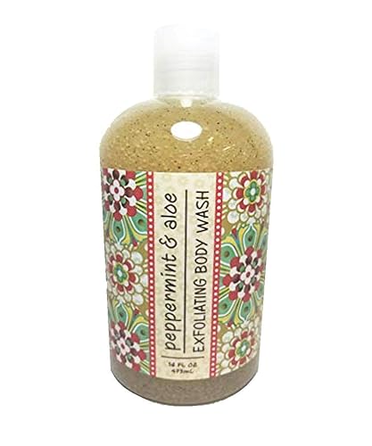 Greenwich Bay Jabón corporal exfoliante, enriquecido con manteca de karité, mezclado con lufa y semillas de albaricoque, 16 onzas (menta y aloe)