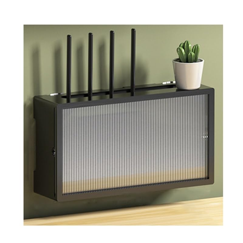 Boîtier Wi-Fi mural bois noir 36.9cm pour entrée et bureau épurés