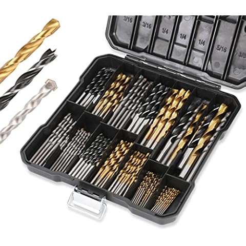PLATINUMEDGE 140PC Multipurpose Drill Bits Set, 88PC Titanium Twist Drill Bits 26 Pc Masonry Drill Bits for Brick, Concrete 26 Pc Brad Point Drill Bits, for Wood, Metal, Masonry with Hard Storage Case Cover