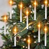ERABAY 12 PCS Christmas Tree Candles - Battery Operated Flameless LED Taper Candles Lights with Remote Timer - Perfect for Holiday, Home, Garden, Wedding, and Party Decor (White 1)