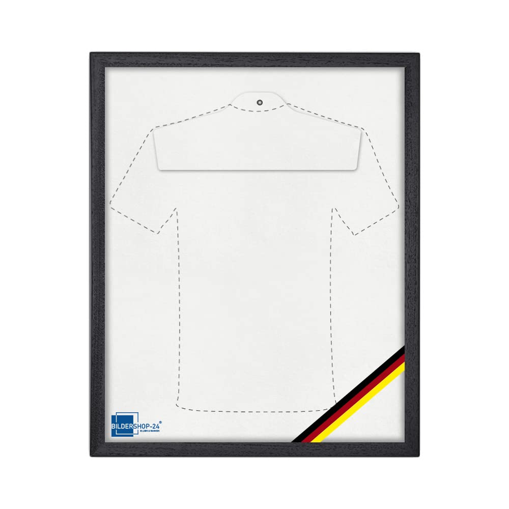 Bildershop-24 Objektrahmen Trikotrahmen aus Massivholz VARIO36 WM inkl. Bügel, Deutschland Banner und Passepartout 70x90cm Schwarz matt (lackiert) Geschenk Papa Freund