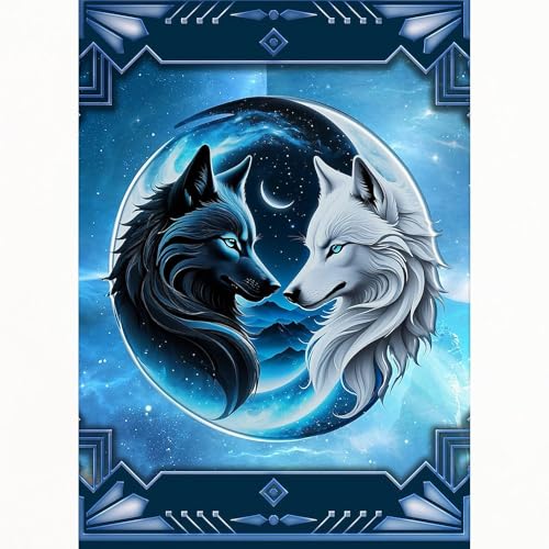 Cartas Two Majestic Wolf Heads tamaño estándar miniatura 2