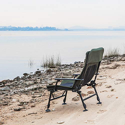 Silla de Pesca VINGLI Heavy Duty con Reposapiés, Silla de Camping Sobredimensionada con Respaldo Ajustable de 160° para Exterior/Jardín/Bosque miniatura 2